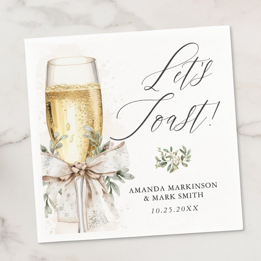 Champagne Let's Toast Winter Engagement Serviette