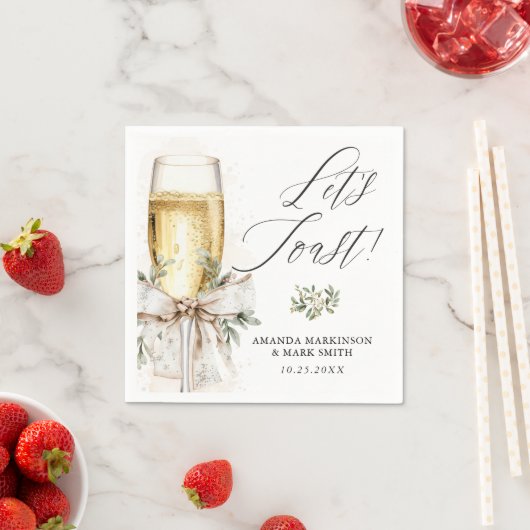 Champagne Let's Toast Winter Engagement Serviette (Beispiel)