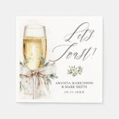 Champagne Let's Toast Winter Engagement Serviette (Vorderseite)