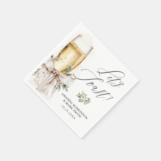 Champagne Let's Toast Winter Engagement Serviette (Ecke)