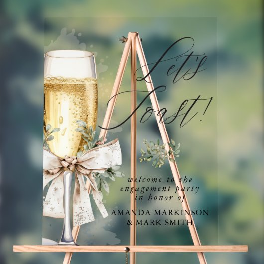 Champagne Let's Toast Winter Engagement Welcome Acrylschild (Neutral)