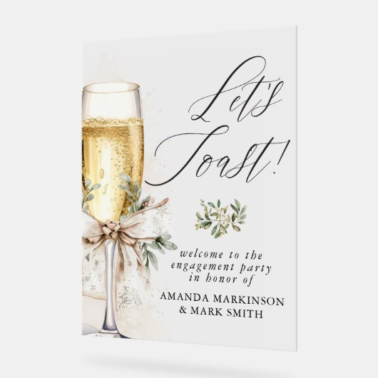 Champagne Let's Toast Winter Engagement Welcome Acrylschild (Winkel)