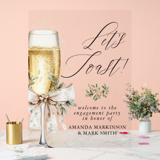 Champagne Let's Toast Winter Engagement Welcome Acrylschild (Hochzeit)