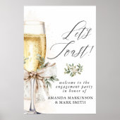 Champagne Let's Toast Winter Engagement Welcome Poster (Vorne)