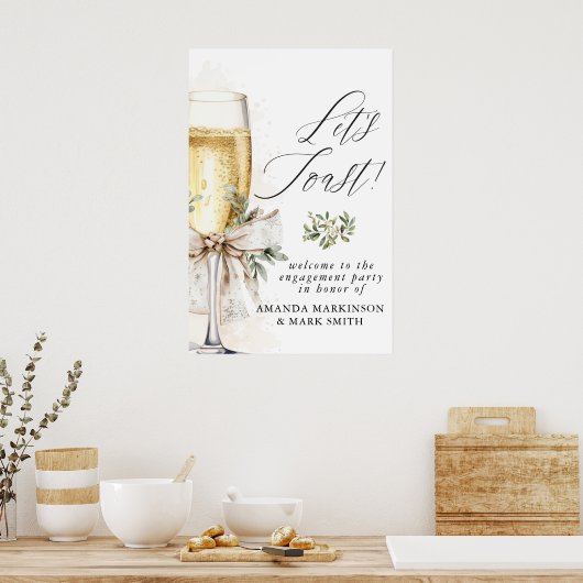 Champagne Let's Toast Winter Engagement Welcome Poster (Küche)