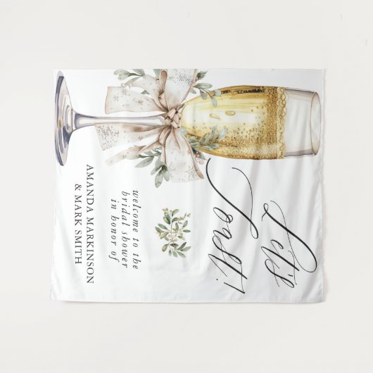 Champagne Let's Toast Winter Neutral Bridal Shower Wandteppich (Vorderseite (Horizontal))