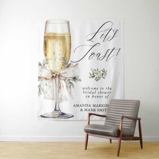 Champagne Let's Toast Winter Neutral Bridal Shower Wandteppich (Beispiel)