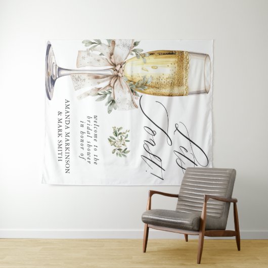 Champagne Let's Toast Winter Neutral Bridal Shower Wandteppich (Beispiel (Horizontal))