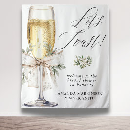 Champagne Let's Toast Winter Neutral Bridal Shower Wandteppich
