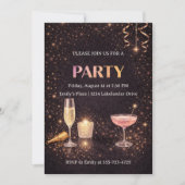 Champagne Lights Celebration Invitation Einladung (Vorderseite)
