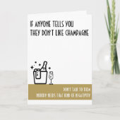 Champagne Lover's Standard Gold Color Birthday Karte (Vorderseite)