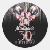 Champagne Luxury 30. Geburtstag Personalisiert Runder Aufkleber (Vorderseite)