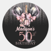 Champagne Luxury 50. Geburtstag Personalisiert Runder Aufkleber (Vorderseite)