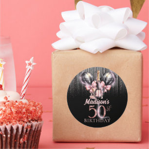 Champagne Luxury 50. Geburtstag Personalisiert Runder Aufkleber