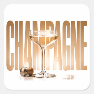 Champagne Luxus-Feier Editorial Grafikstil Quadratischer Aufkleber