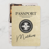 Champagne Maldives Passport Save the Date (Vorne/Hinten)