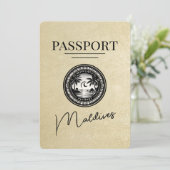 Champagne Maldives Passport Save the Date (Stehend Vorderseite)