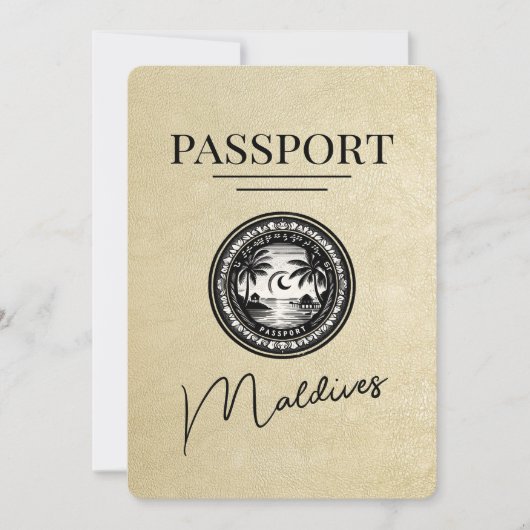 Champagne Maldives Passport Save the Date (Vorderseite)
