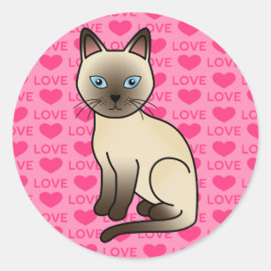 Champagne-Mantel-Tonkinese-Rassekatze-Illustration Runder Aufkleber