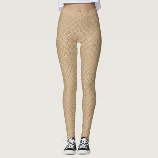 Champagne Metallic Diamond Muster Leggings (Vorderseite)