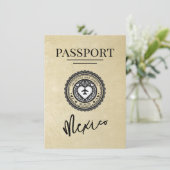 Champagne Mexico Passport Save the Date (Stehend Vorderseite)
