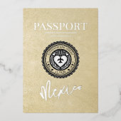 Champagne Mexico Passport Wedding Folieneinladung (Vorderseite)