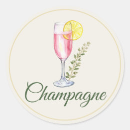 Champagne Mimosa Bar Bottle Tag Runder Aufkleber