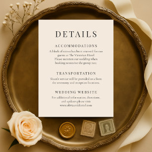Champagne-Minimalistische Elegante Hochzeitsdetail Einladung