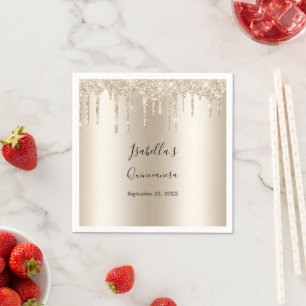 Champagne mit Glitter Elegante Quinceanera Serviette