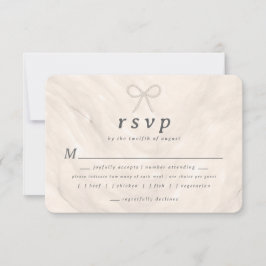 Champagne Neutral Pearl Bow Meal Choice RSVP Card Karte