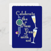 Champagne New Years Feiertagskarte (Vorne/Hinten)