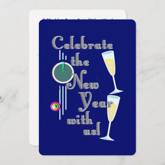 Champagne New Years Feiertagskarte (Vorne/Hinten)