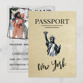 Champagne New York City Passport Save the Date