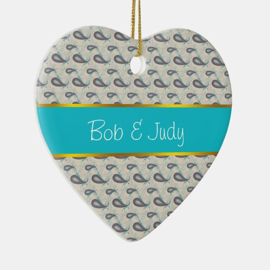 Champagne Paisley Pattern Keramik Ornament (Rechts)