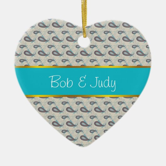 Champagne Paisley Pattern Keramik Ornament (Vorne)