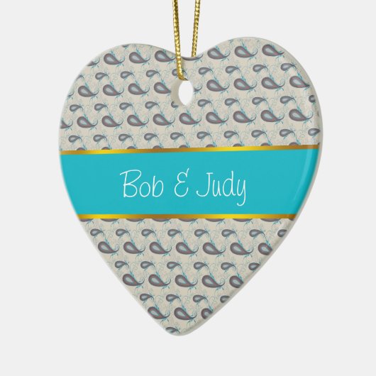 Champagne Paisley Pattern Keramik Ornament (Links)