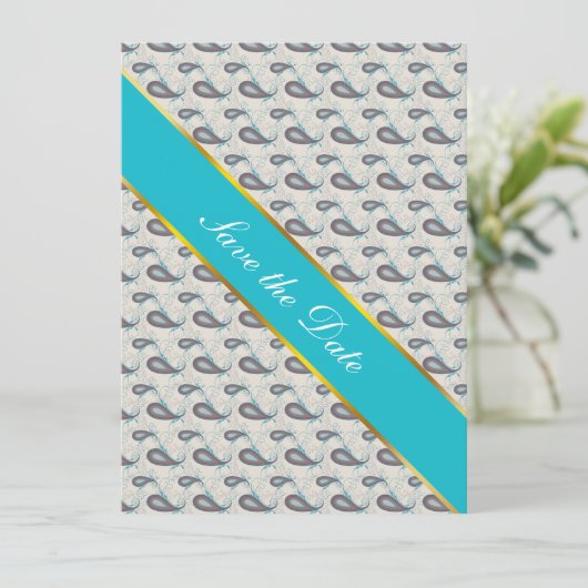 Champagne Paisley Pattern Save The Date (Stehend Vorderseite)