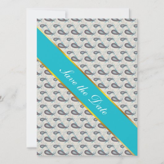 Champagne Paisley Pattern Save The Date (Vorderseite)