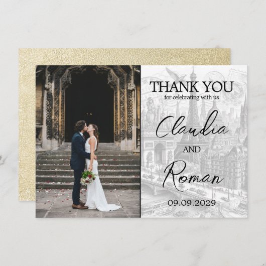 Champagne Paris Passport Dankeskarte (Vorne/Hinten)