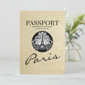 Champagne Paris Passport Save the Date (Stehend Vorderseite)