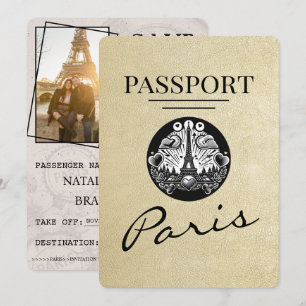Champagne Paris Passport Save the Date