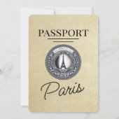 Champagne Paris Passport Wedding Einladung (Rückseite)