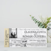 Champagne Paris Wedding Boarding Pass Einladung (Stehend Vorderseite)