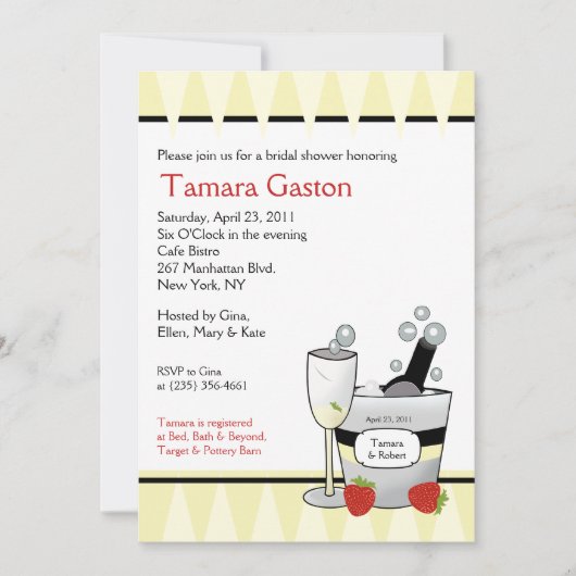 Champagne-Party-12x18 Brautparty laden ein Einladung (Vorderseite)