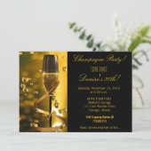 Champagne Party Geburtstagsveranstaltung Einladung (Stehend Vorderseite)