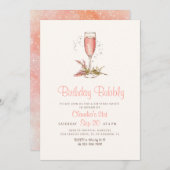 Champagne Peach Apricot Geburtstag Einladung (Vorne/Hinten)