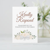 Champagne Peach Floral Kindly Respond Wedding RSVP Karte (Stehend Vorderseite)
