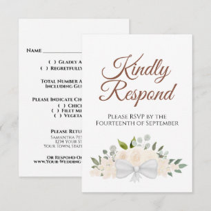 Champagne Peach Floral Kindly Respond Wedding RSVP Karte
