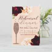 Champagne Peach Marsala Probe Abendessen Einladung (Stehend Vorderseite)