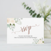 Champagne Peach Rose Elegant Boho Wedding RSVP Karte (Stehend Vorderseite)